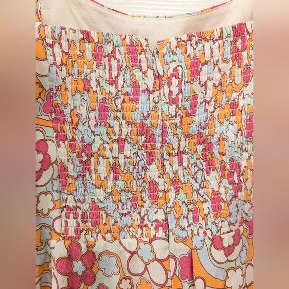 Aritzia Sun Deh Floral Mini Short Straps Sundress Pink Orange Boho Vacay Fairy M - Picture 10 of 11